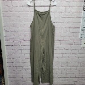 NEW Emery Rose Overall Wide Leg Jumpsuit Womens M Zip Minimalist Boho Loungewear